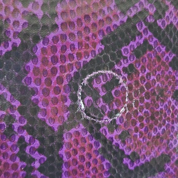White House Black Market Purple Black Snakeskin Print Clutch Removable Chain - Picture 10 of 15